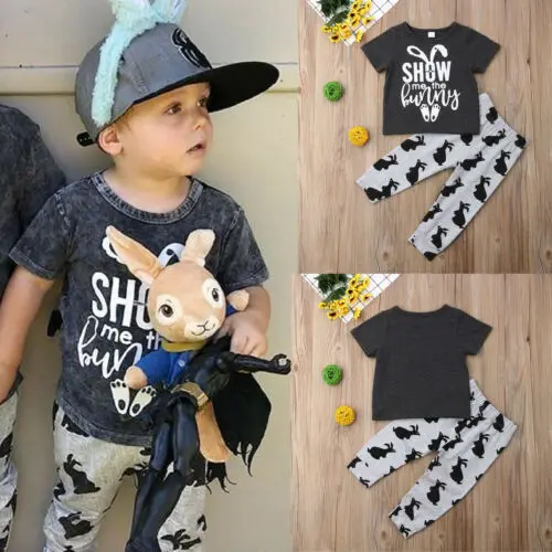 New Arrival Cotton Toddler Kid Baby Boy Easter Clothes T Shirt Tops