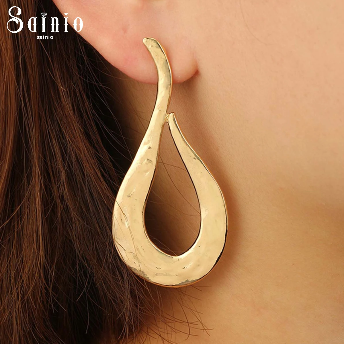 Sainio Waterdrop Earrings Punk Gold Filled Geometric Exaggerated