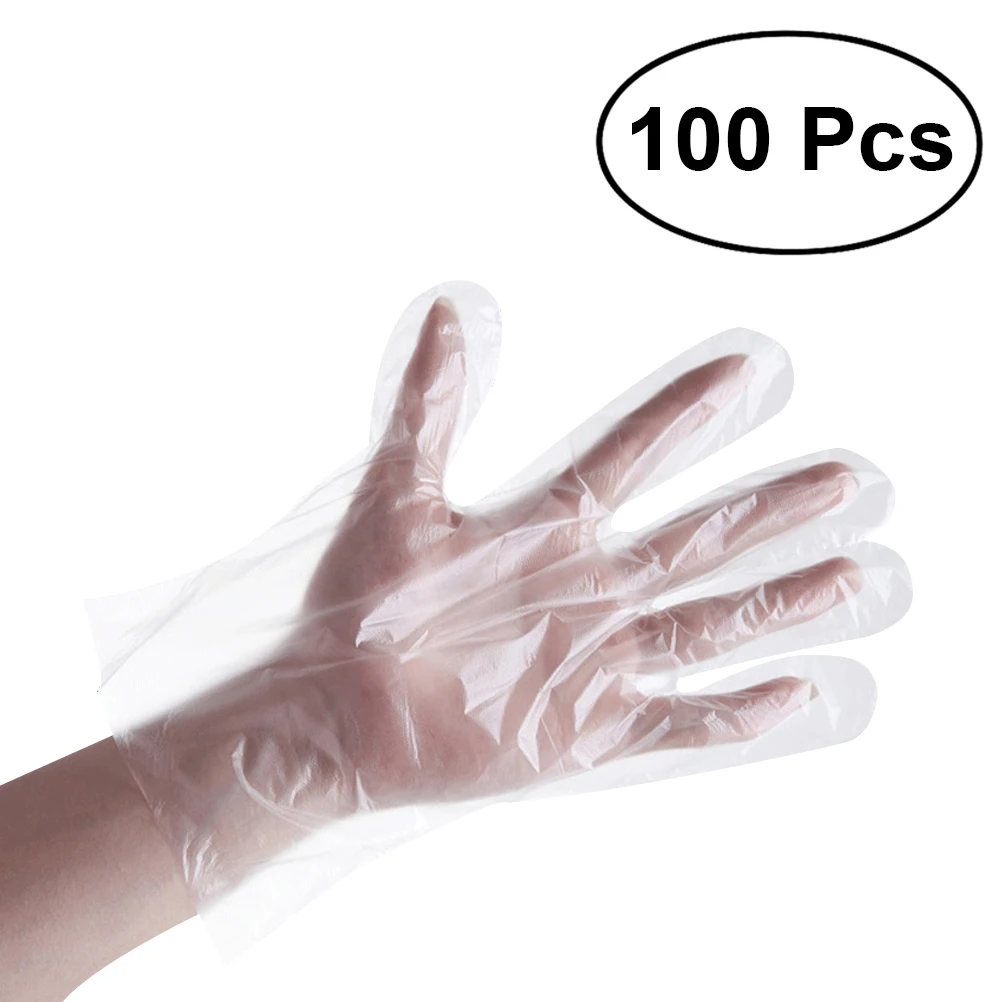 

100pcs/Set Disposable Gloves Transparent Food Plastic Glove For Kitchen Restaurant Hotel BBQ Accessories PE Gloves Dropshipping