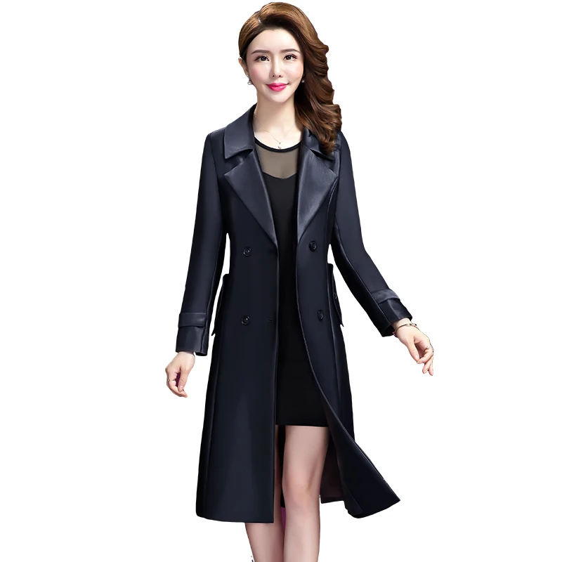 

Trench Coat For Women 2019 Casual Turn-down Collar Long Sleeve Spring Autumn Double Breasted Women's Overcoat Plus Size 5XL