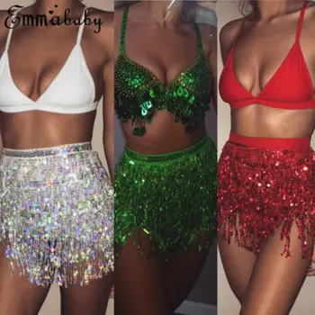 

Women Summer Sequin Shiny Club Party Mini Skirt Dance Bling Fringe Sexy Women Skirts