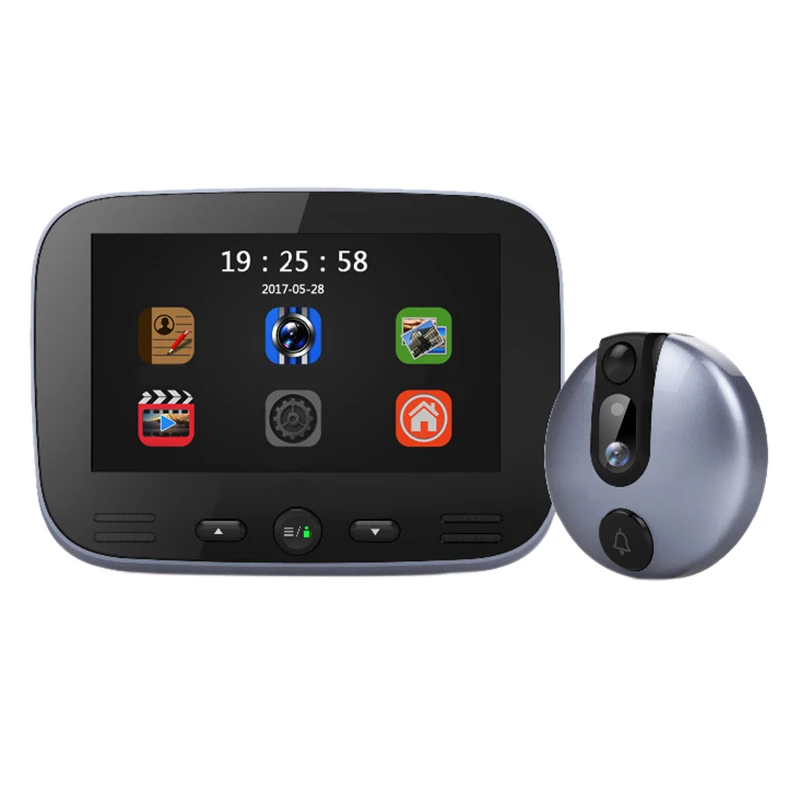 

4.3 Inch Video Doorbell Zinc Alloy Video Door Phone 120 Degree 720P Peephole Viewer Pir Night-Vision Recording Photo Intercom