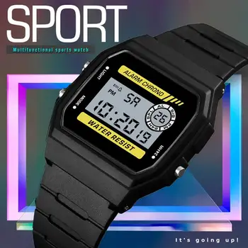 

HONHX Fashion Men's Digital Watches LED Digital Round Rubber Quartz Sport Waterproof Wristwatches relogio masculino