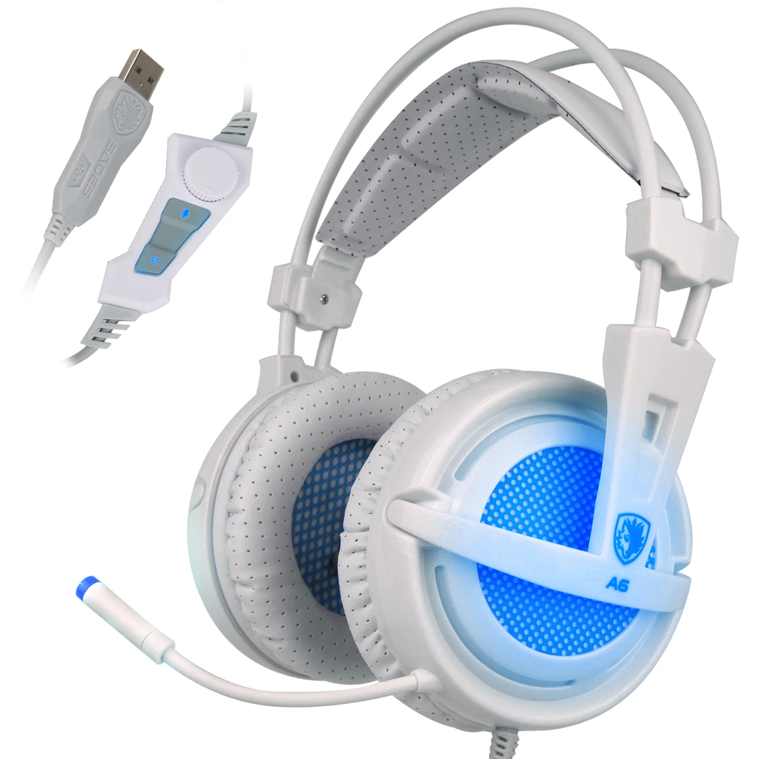 SADES A6 USB Игровые наушники стерео звук с микрофоном для ПК/ноутбука/Mac-белый |