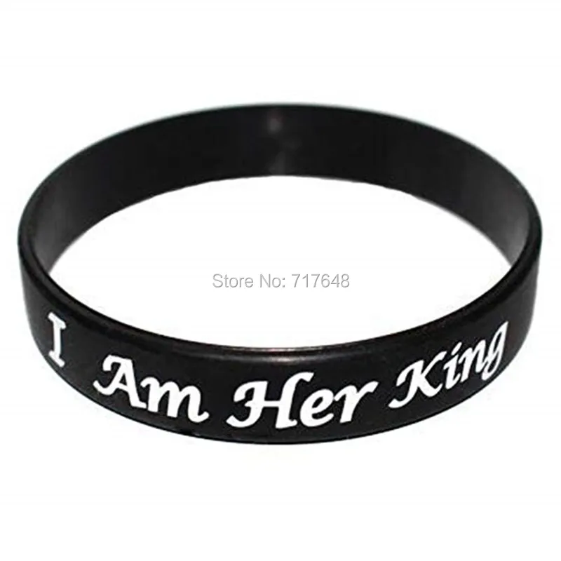 

100pcs King Queen Crown Her King wristband silicone bracelets free shipping by epacket A