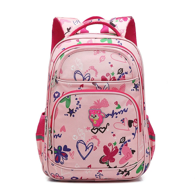 

Nylon Women School Bags Orthopedic Backpack For Girls Flowers Printing School Bags For Teenagers Boy Student Children Backpack