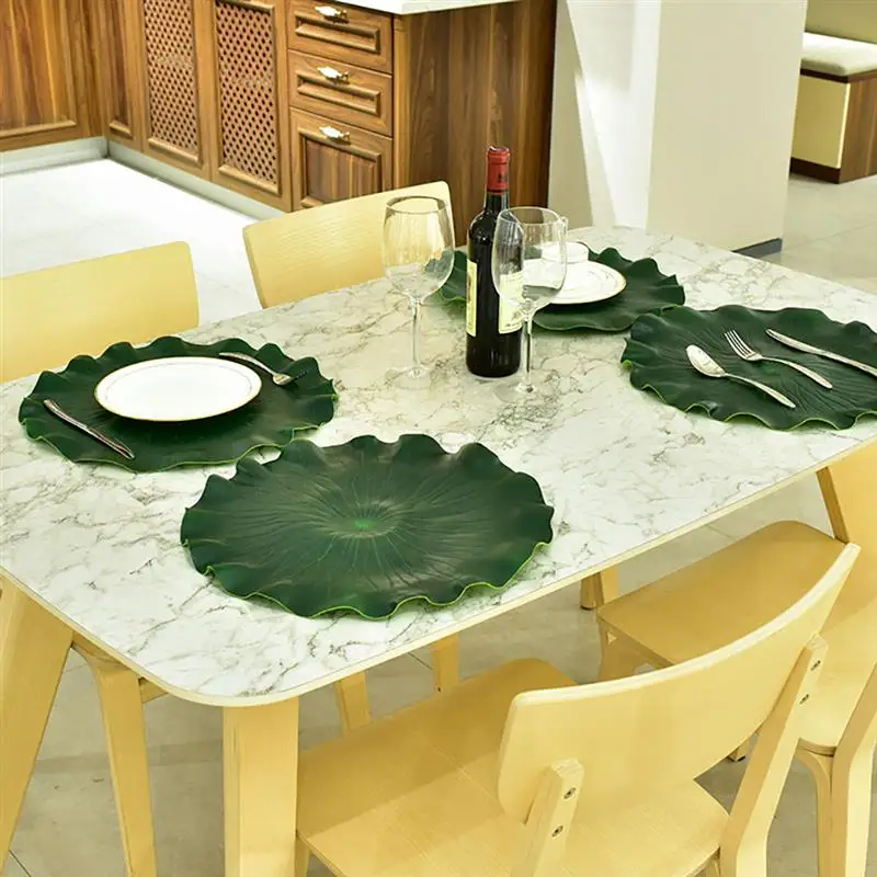 2 قطعة الطعام مفرش طاولة كوستر اكسسوارات المطبخ حصيرة كوب شريط القدح الإبداعية الاصطناعي لوتس ورقة شرب منصات أدوات المائدة الحصير