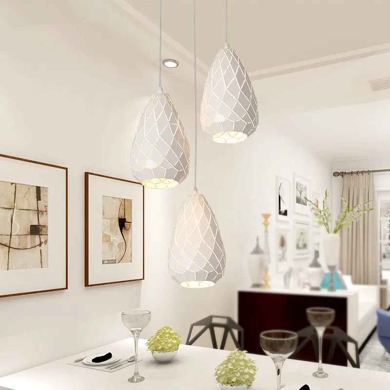 

Modern Led Indoor Pendant Light Fixture Iron Suspension Luminaire Hanging Lamp Kitchen Fixtures Reception Desk Home Deco Dining