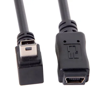 

10pcs/lot Mini USB 5pin 90D Down Direction Angled Male to Female Extension Cable 20cm