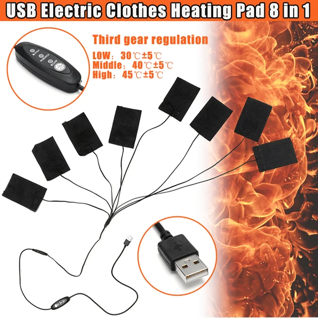 8-in-1 8.5 w Lavabile USB Rilievo di Riscaldamento Elettrico 3 Gear Regolabile F 8-in-1 8.5 w Lavabile USB Rilievo di Riscaldamento Elettrico 3 Gear Regolabile F