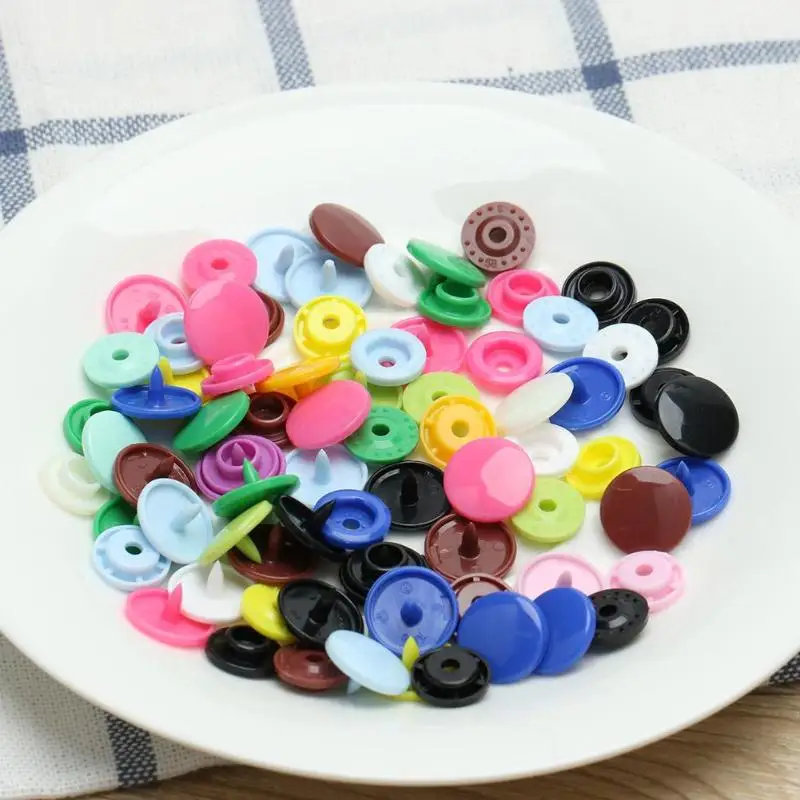 50pcs T5 Plastic Press Stud Fastener DIY Baby Clothing Suitcase Bag Snap Button