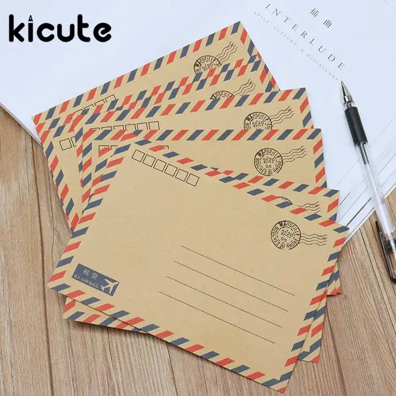 Новейшие kicute 8 шт./компл. Мини Ретро Винтаж конверты из крафт-бумаги милый мультфильм бумага корейский открытка письмо канцелярские подарок