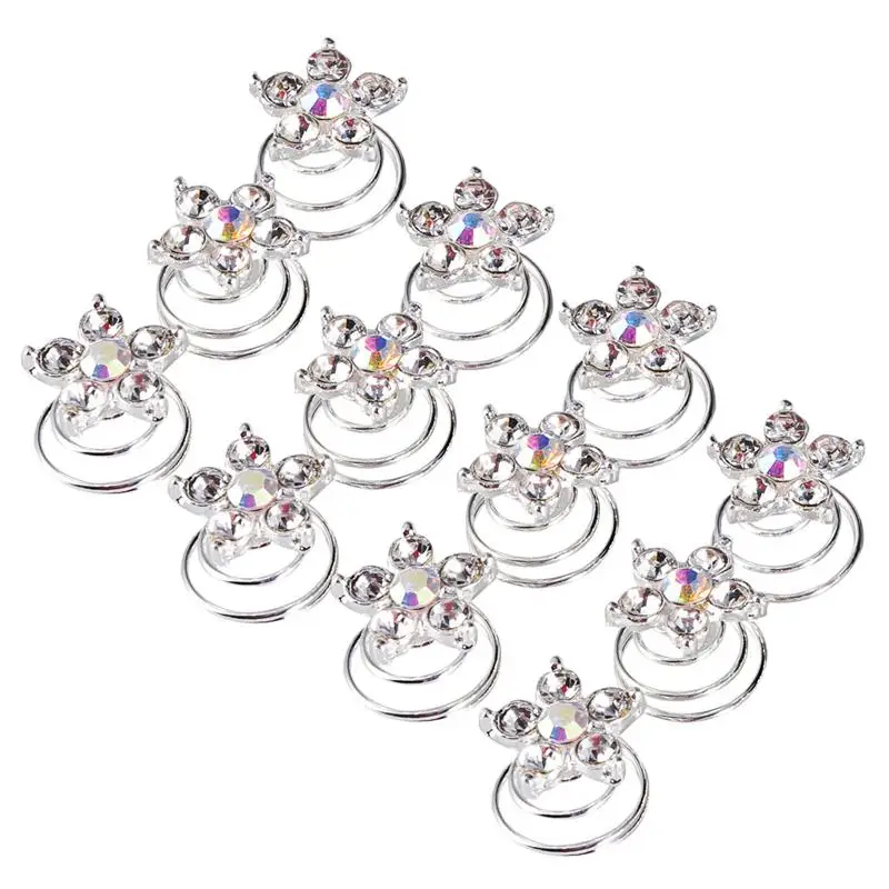 

12pcs Spiral Hair Pins Portable Alloy Rhinestone Mini Hair Clips Bobby Pins for Decor Wedding
