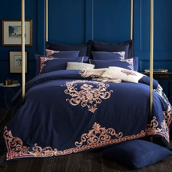 

Embroidered Luxury Royal Bedding Set 60S Egyptian Cotton Silky 4/6pcs King Queen Size Boho Bed Set Duvet Cover Bed sheet set