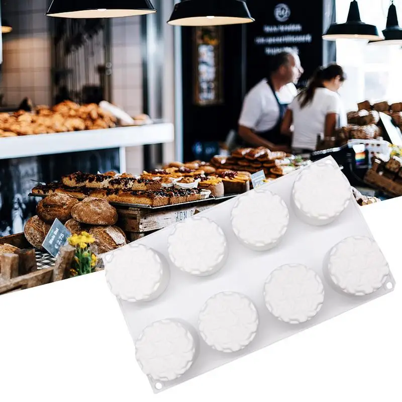 

8PCS Spiral Flower Shaped Mould Mousse Cake Silicone Mold Baking Decoration French Dessert Model