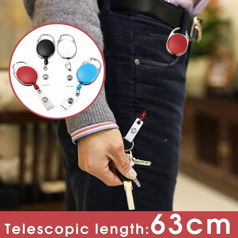 

10PCS Retractable Pull Key Ring ID Card Badge Holder Recoil Reel Belt Clip Recoil Keychain Tool School Office