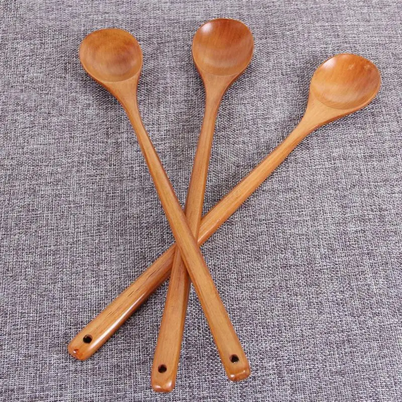 

2pcs Wooden Soup Spoon with Hole Ladle Heat Resistanct Long Handle Wood Mixing Ladle Cooking Spoon for Kitchen Restaurant