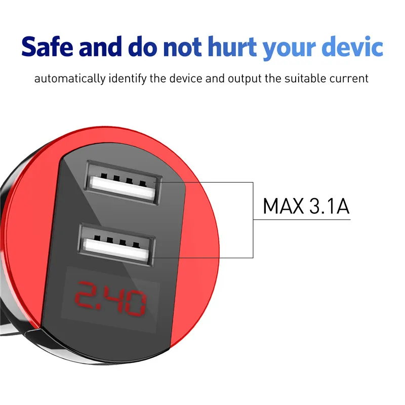 USLION سيارة شاحن يو اس بي سريع تهمة 3.1A شاحن الهاتف المحمول المزدوج USB سيارة شاحن سامسونج Xiaomi باد سوني شاحن الجهاز اللوحي