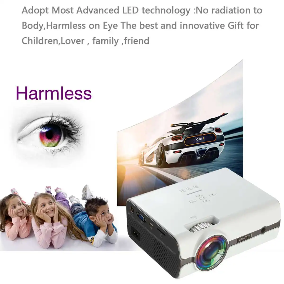 HD 1080P Portable Mini Projector 7500 Home Theater with Internal Cinema USB TV HDMI 3D Projector