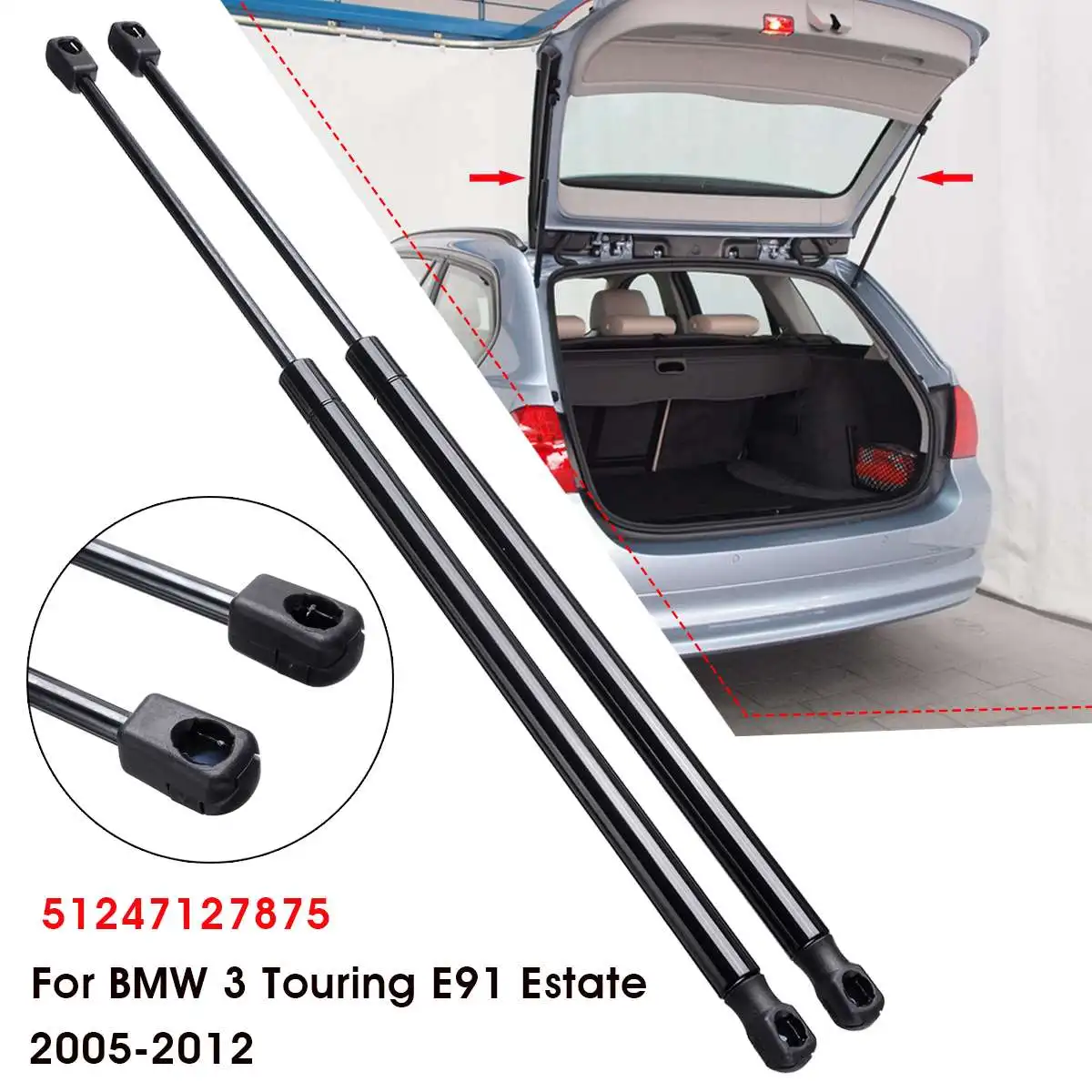 Trunk Hydraulic Holder Lifter Kit Car Boot Strut Gas Springs for BMW 3 Series Touring Estate E91 2004-2012 Rear Tailgate Support Shock Struts Damper Conversion Styling Accessories 
