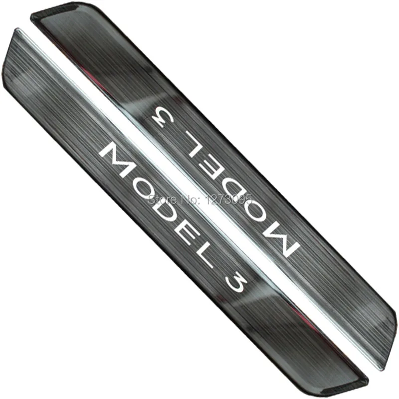 

For Tesla Model 3 2017-2019 2020 Stainless Car Door Sill Kick Scuff Plate Protector Trim Guard Pedal Cover Car Styling Accessory