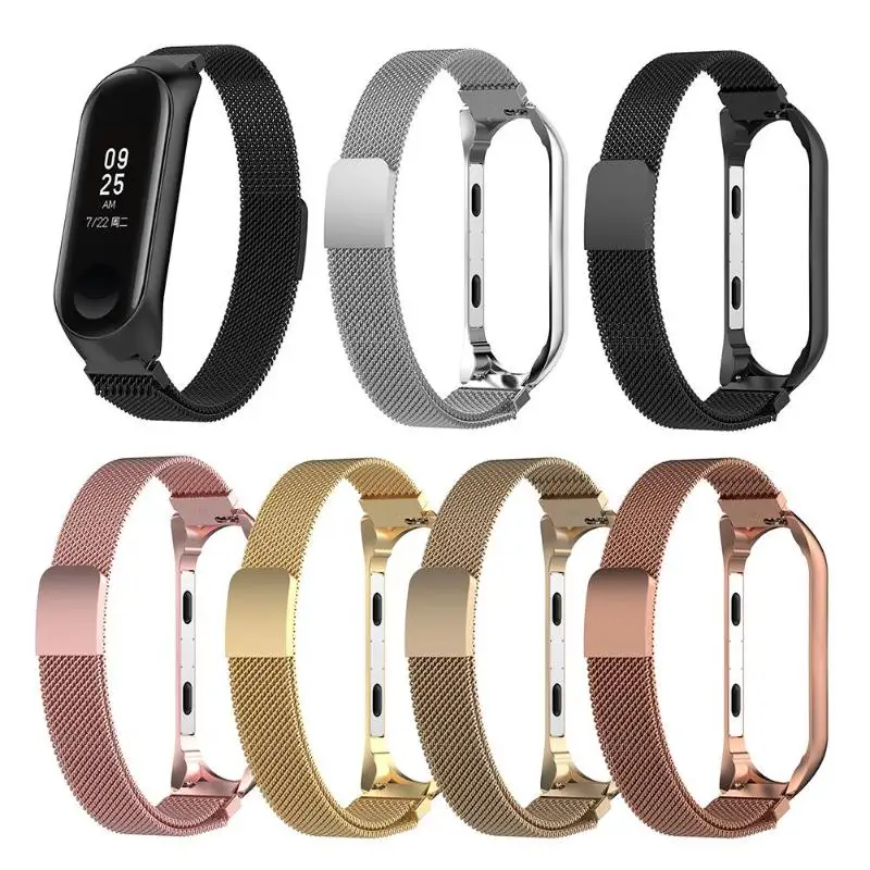 Магнитный металлический ремешок Миланского браслета для Xiaomi Mi Band 3 сменный