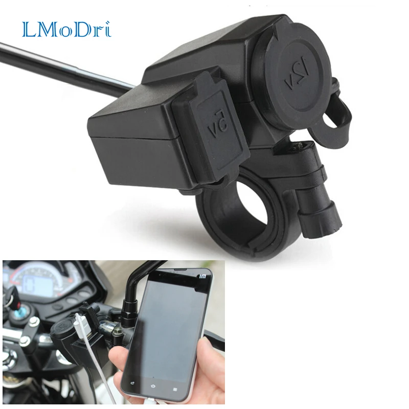 

LMoDri 12V USB Motorcycle Cigarette Lighter Power Port Phone Charger Integration Outlet Socket Power Plug