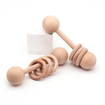 

Fashion Wooden Tooth Gum Bell Wood Wooden Rattle Soothing Baby Care Accessories Montessori Toy Shower Gift Baby Ring Rattle Toy