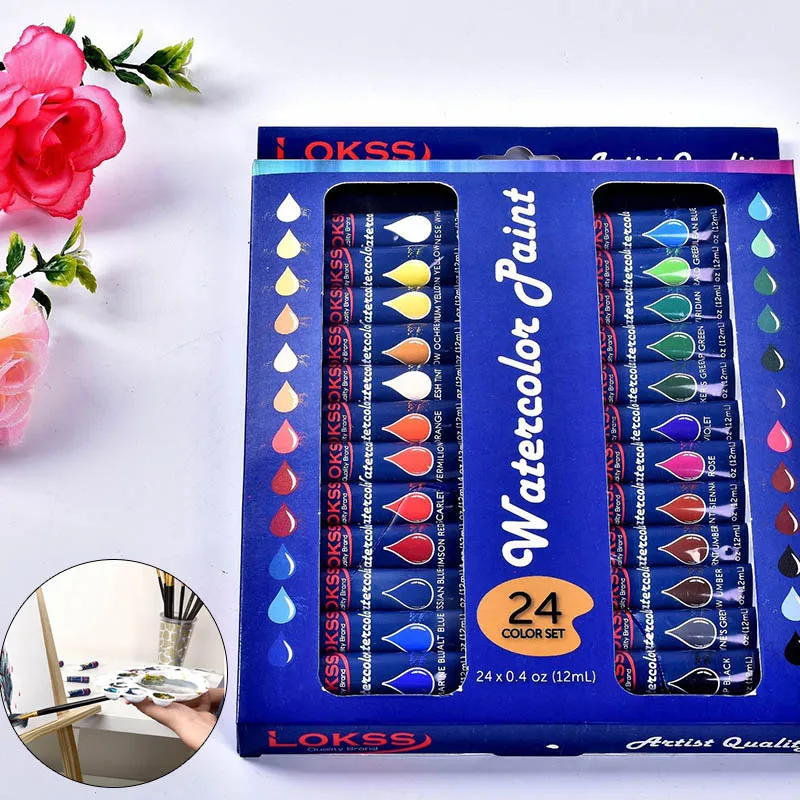 

24 Colors 12 ml Watercolor Painting Set Liquid Watercolor Pigment For Fabric Drawing Tools School Office Art Supplies Stationery