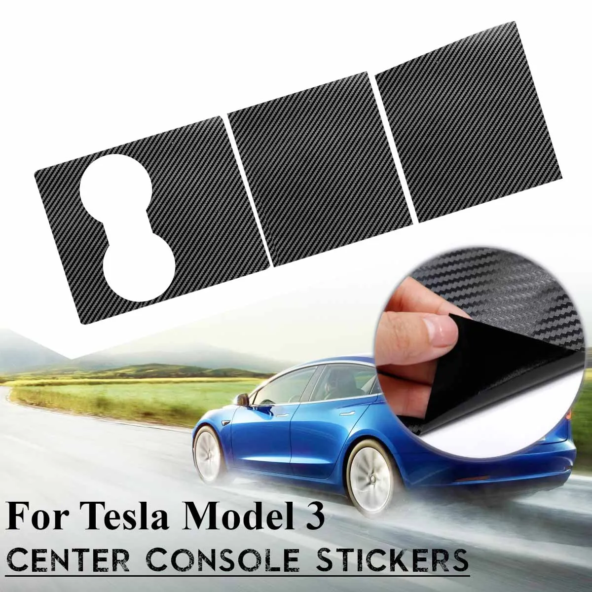 

3Pcs Car Front Center Console Control Carbon Fiber Stickers Sticker Film Cover Decal For Tesla Model 3