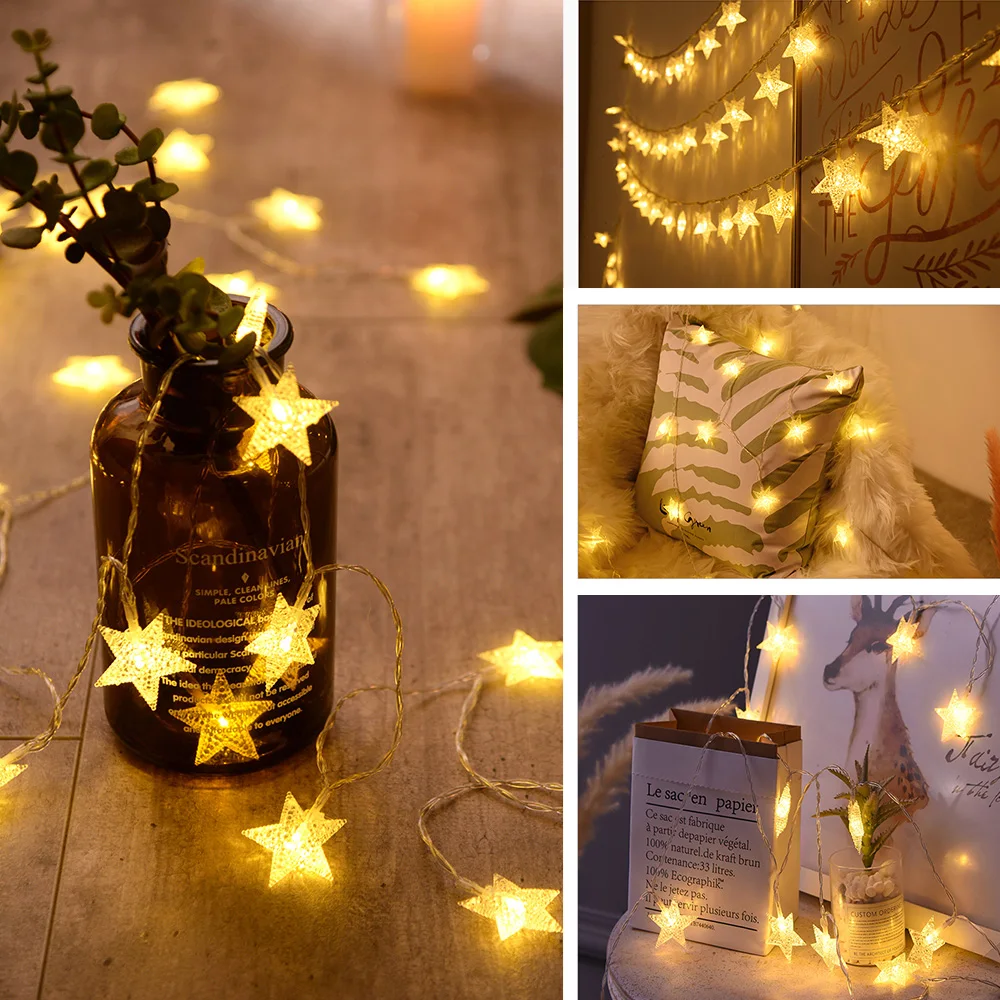 Holiday Wedding Party Christmas Decor LED String light Valentine e's Day Decor LED Star fairy light LED star string light