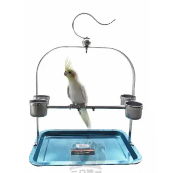 

AsyPets Stainless Steel Parrot Bird Cage Stand with Feeding Cups