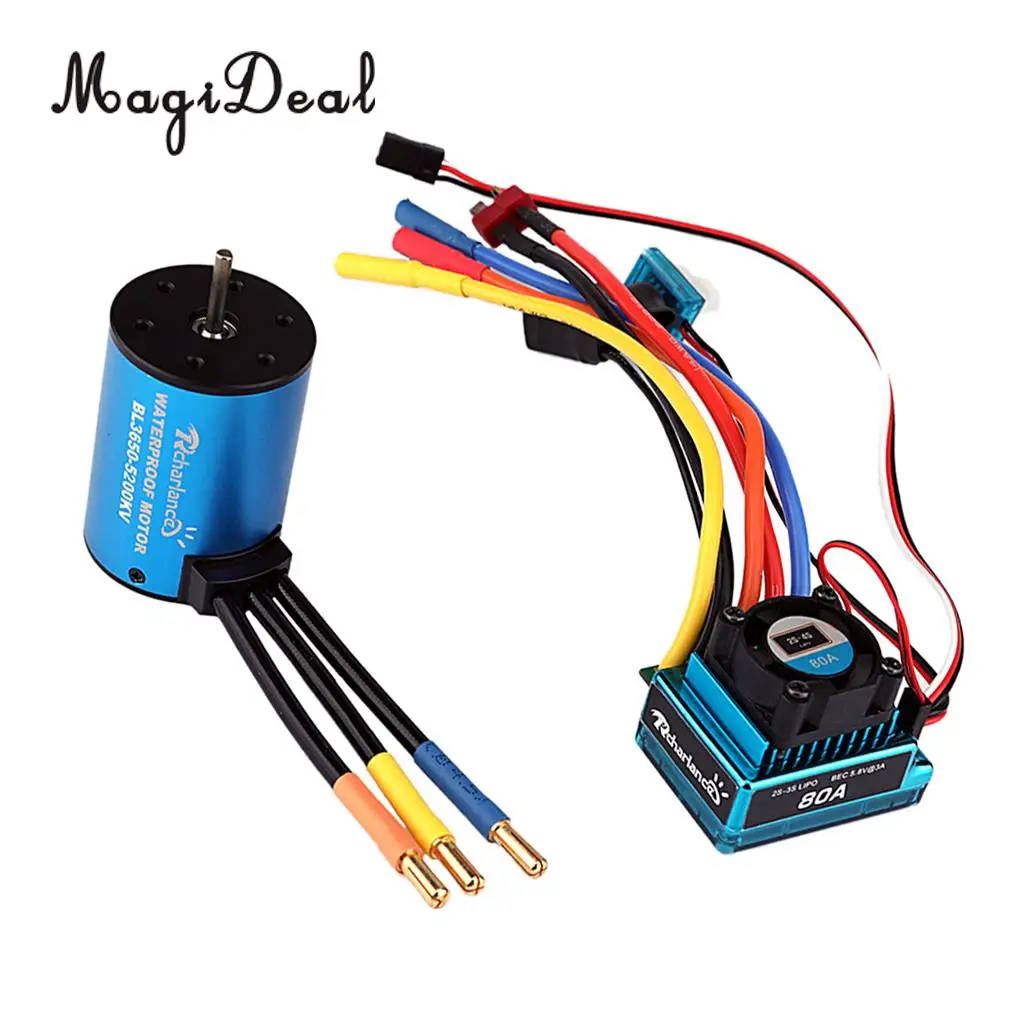 

Metal 3650 5200KV Brushless Motor & 80A ESC for 1/10 RC Car Cralwer Truck