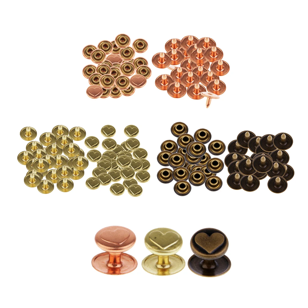 Buy 150 Sets DIY Leather Craft Round Heart Single Cap