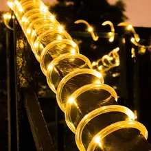50/100 светодиодный ПВХ канатная трубка медная проволока Солнечная гирлянда декоративные светодиодные фонари патио вечерние газон садовый забор сказочные огни украшения 2