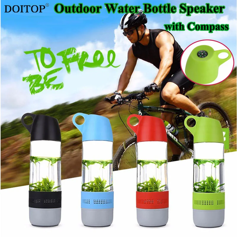 DOITOP Outdoor Sports Riding Bluetooth Water Bottle Cup Speaker Compass