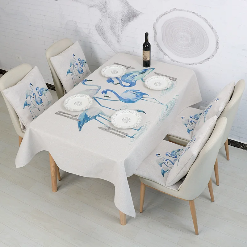 

LDAJMW Tower Printing Decorative Tablecloth Cotton Linen Tablecloth No Shrinking Flamingo Table Cover Kitchen Home Decoration