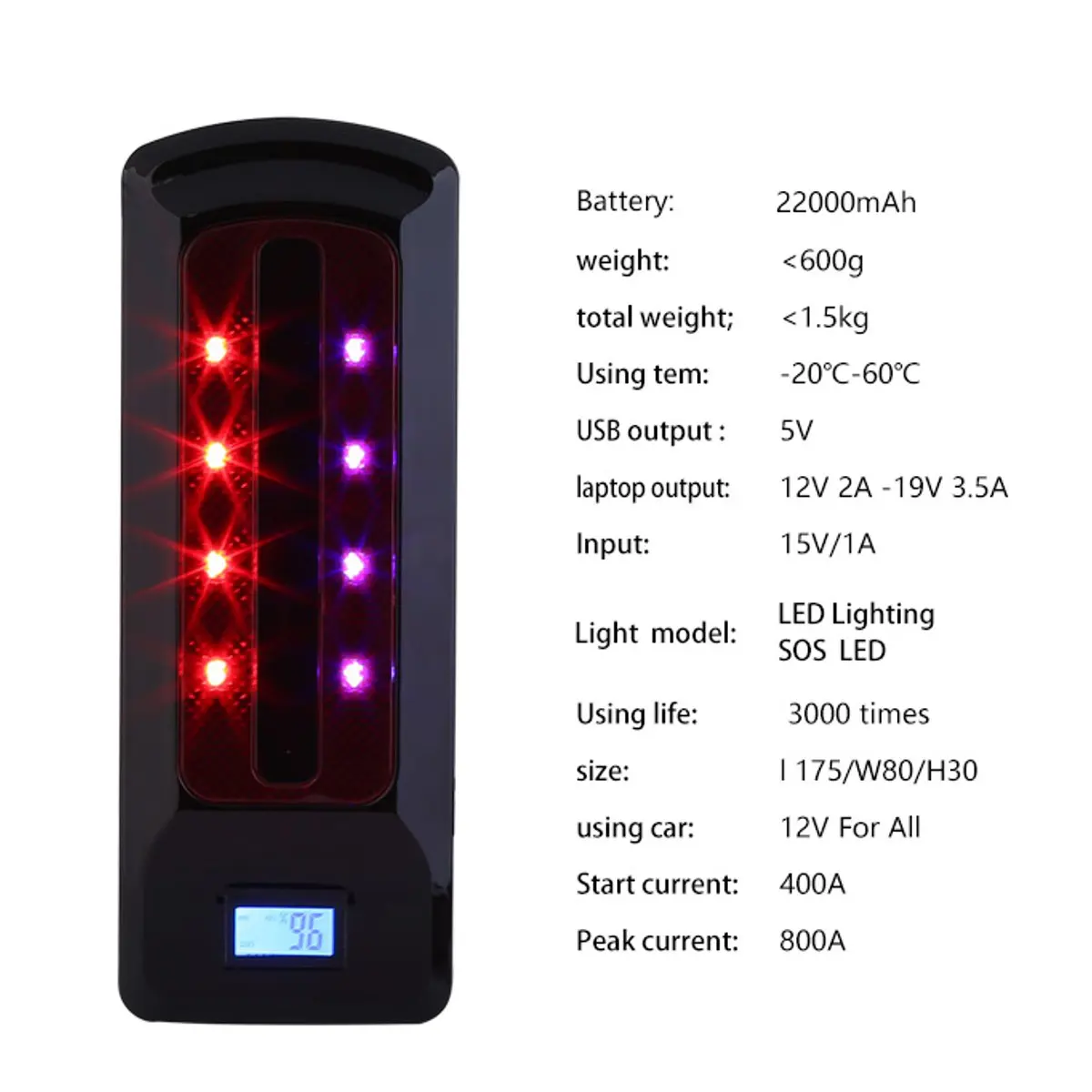 99800mAh 12V Portable Emergency Battery Charger Car Jump Starter Smart Clip Power Bank Starting Light Bar US/UK/AU/EU