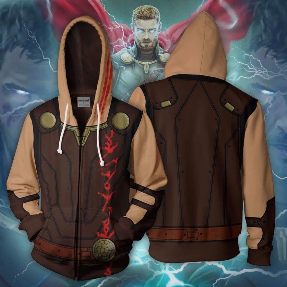 

Thor Ragnarok role-playing zipper hoodie unisex sweatshirt men's hooded hoodie BIANYILONG brand customization