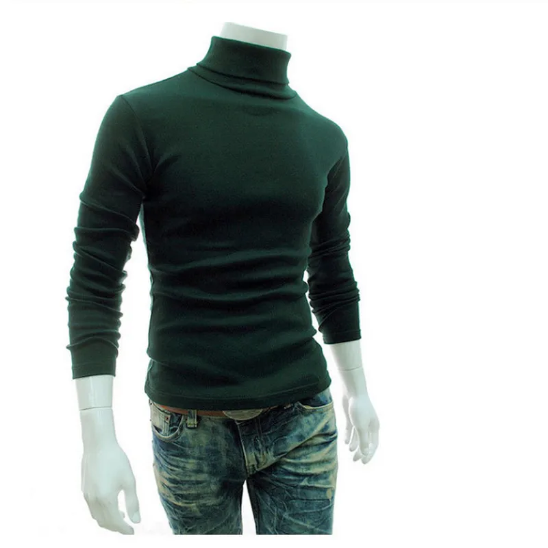 2019 New Autumn Winter Men'S Sweater Men'S Turtleneck Solid Color Casual Sweater Men's Slim Fit Brand Knitted Pullovers M-XXL