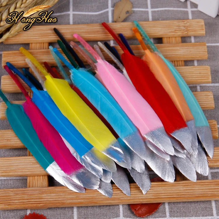 10 шт. красивые перья утки и DIY плюмас аксессуары для шитья золотые перо 15 см|feather