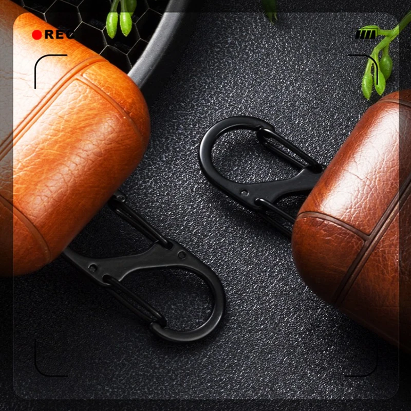 For AirPods Genuine Leather Shock Proof Protective Case Sleeve Skin Cover With Metal Buckle Wireless Headphone Charging Box