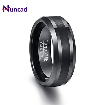 

Black Men Rings 100% Tungsten Carbide Steel Wedding Bands Anillos para hombres Pierscienie 8mm Width
