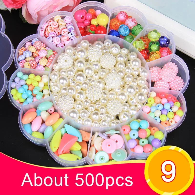 DIY Acrylic Beads Kit Children Kid Bracelet Necklace Jewelry Making Girl Toy Mixed Bead Set With Box YJS Dropship