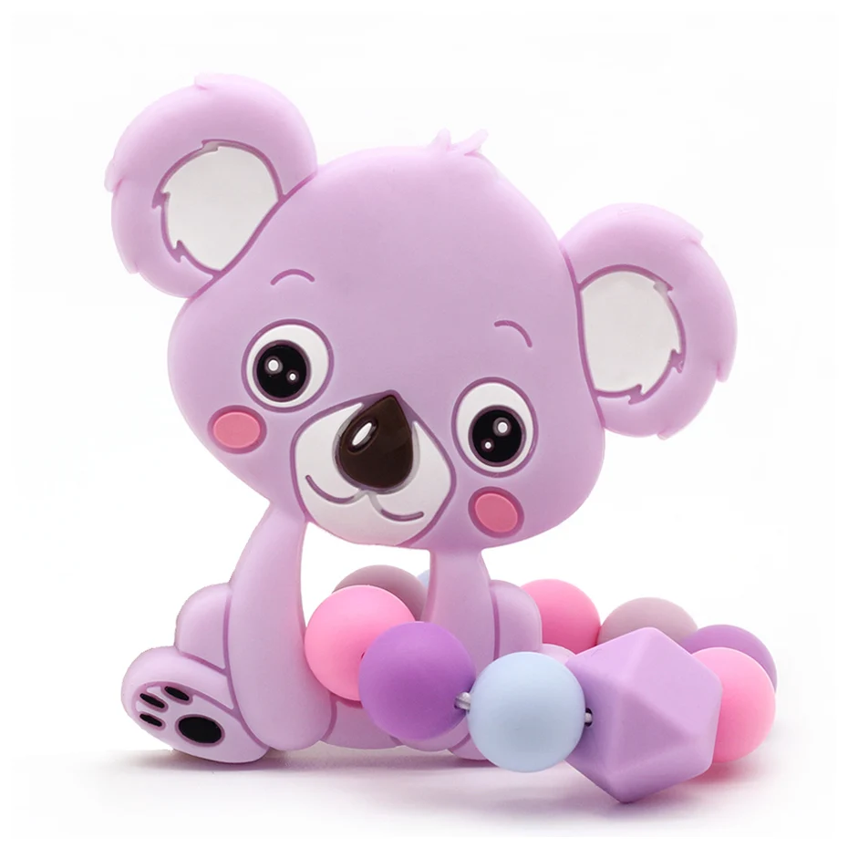 

Silicone Baby Bracelet Animal Shaped Jewelry Teething For Baby Organic Wood Silicone Beads Baby Rattle Stroller Accessories Toys