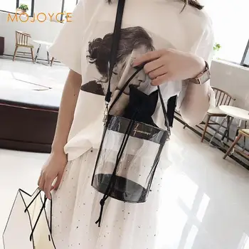 

Girls Small Summer Cylinder Clear Transparent Messenger Handbags Women Crossbody Shoulder Bags bolsa feminina Dropshipping