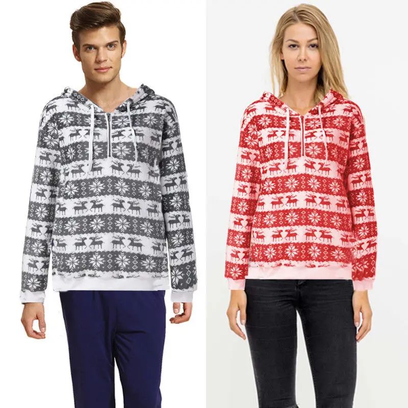 New Christmas Xmas Women Men Novelty Retro Hoodie Winter Warm Hooded Pullover SweatshirtHoodies