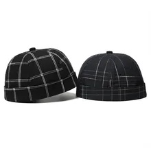 JAMONT, хлопковая, ретро, ОБЖИМНАЯ, без полей, с черепом, шапка s, Осень-зима, шапка бини для мужчин и женщин, шапочка в клетку, хип-хоп шапка Miki Hat