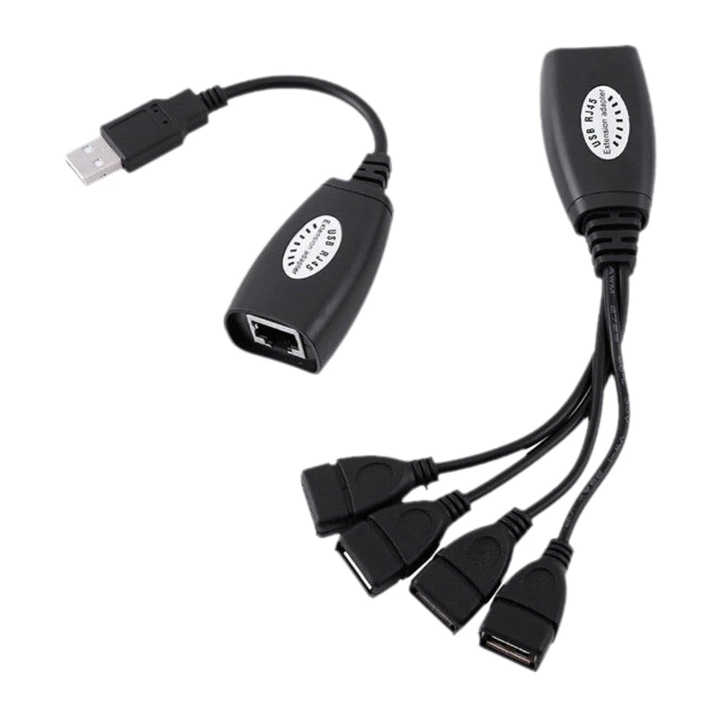 Ethernet RJ45 to 4 USB 2.0 Adapter Extender Over 150ft Network Extension Cable |