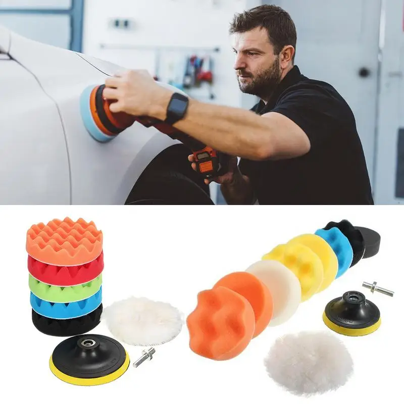 

7 Pcs 3/5 Inch Polishing Sponge Polishing Pad Kit For Car Polishing Buffer Wheel Kit With Car Drill Adapter Eliminates Scratches